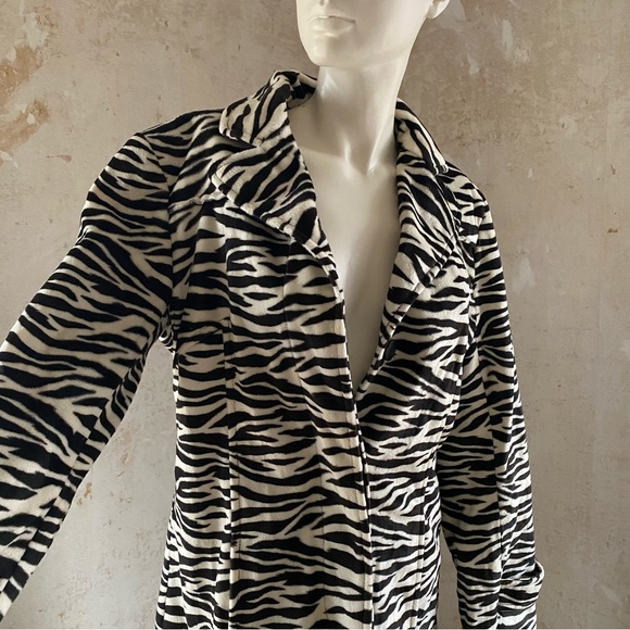 Vintage Zebra Animal Print Coat Jacket 1980s - Picture 5 of 8